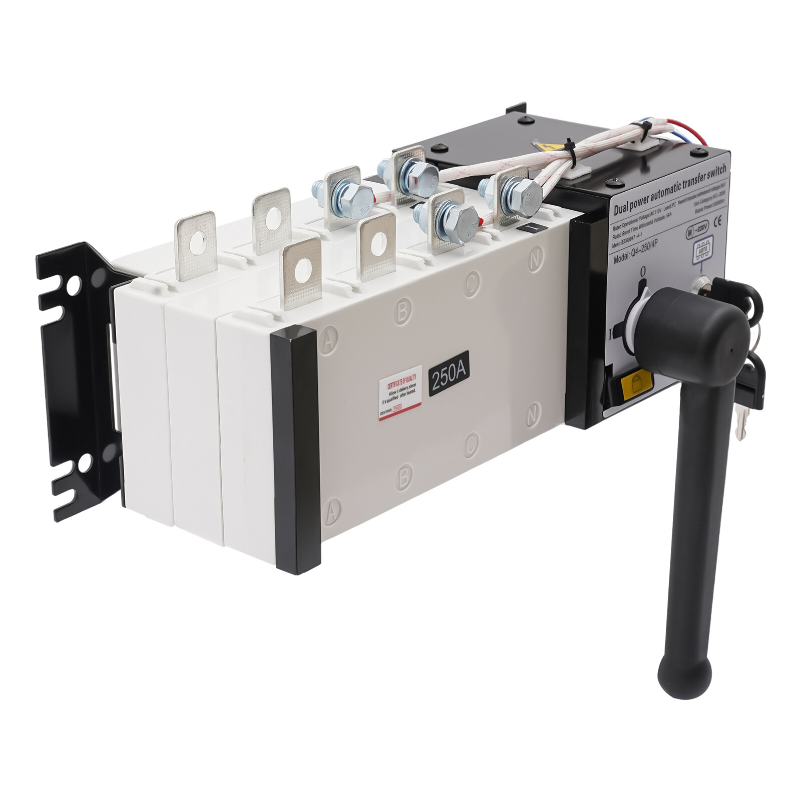 4P 250A Dual Power Automatic Transfer Switch 3 Phase Circuit Breaker Changeover