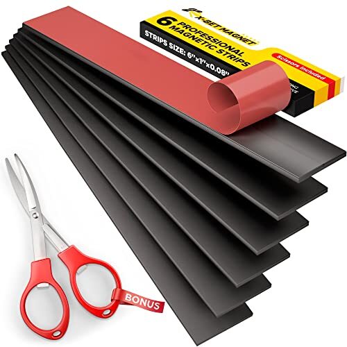6 Pack Magnetic Strips with Adhesive Backing for Crafts Tools Kitchen Garage