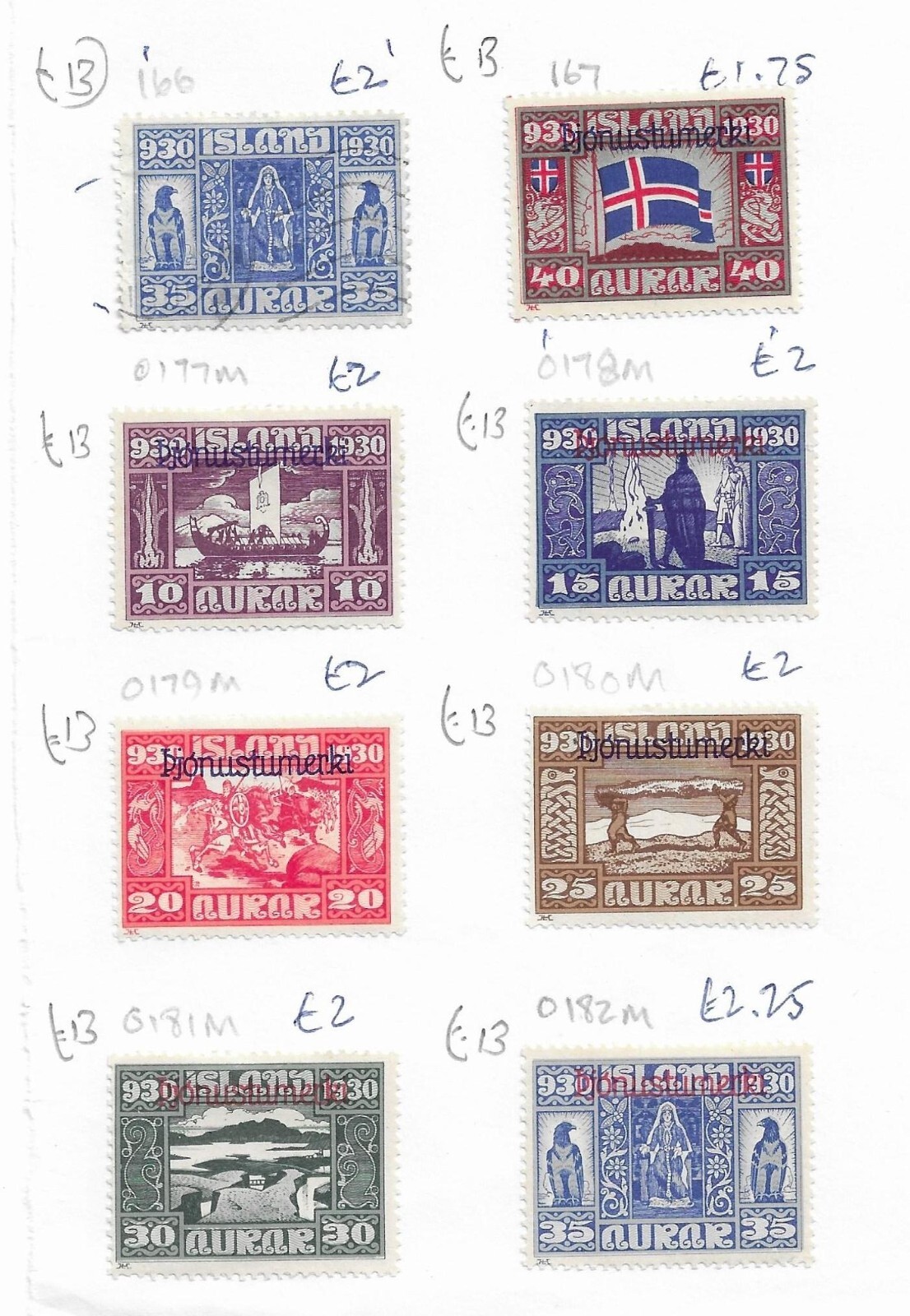 Iceland Early Assortment on Club Book Pages Mint/Used Cat£300+