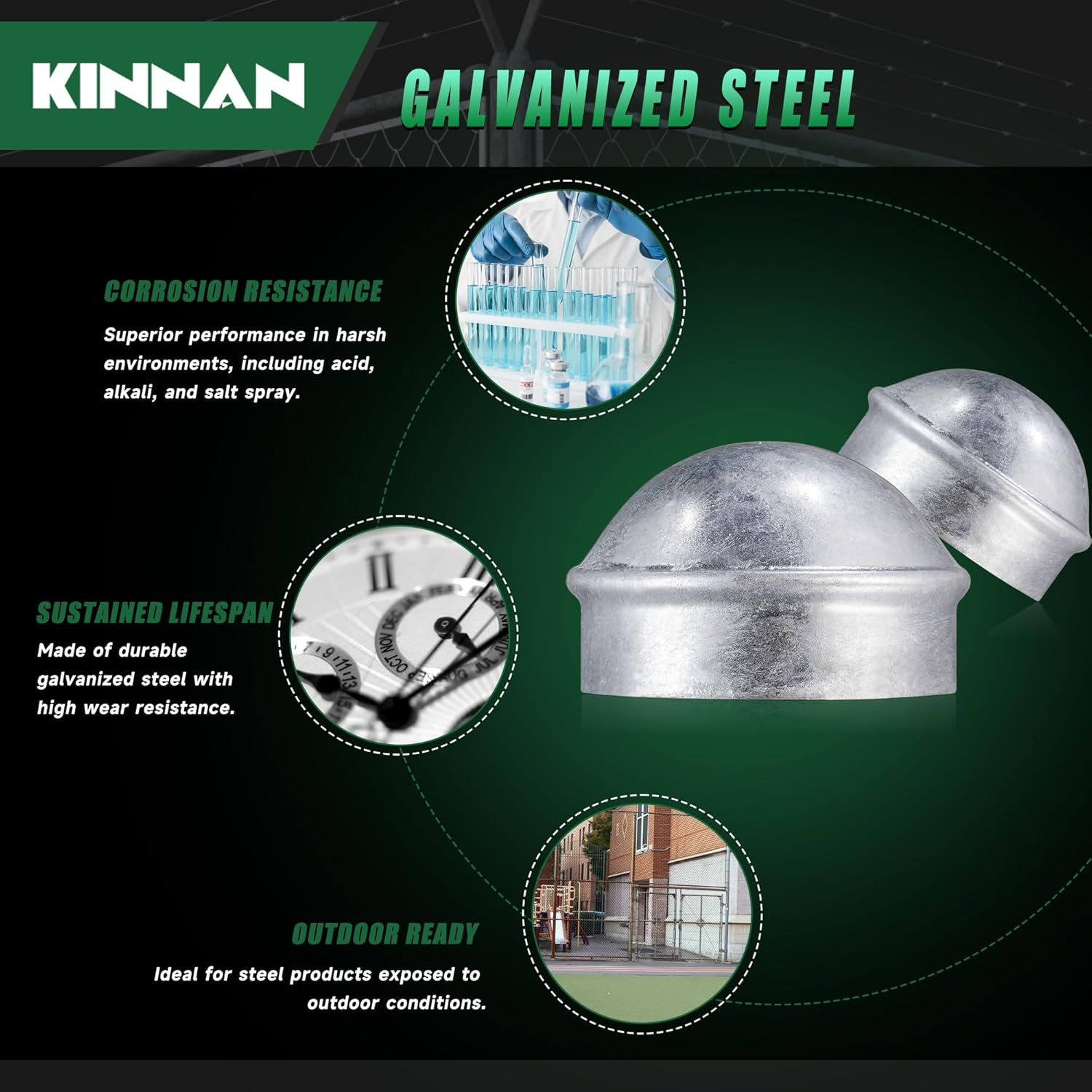 Chain Link Fence Post Caps, 1-3/8In Fence Post Connecting Cap, Galvanized Steel