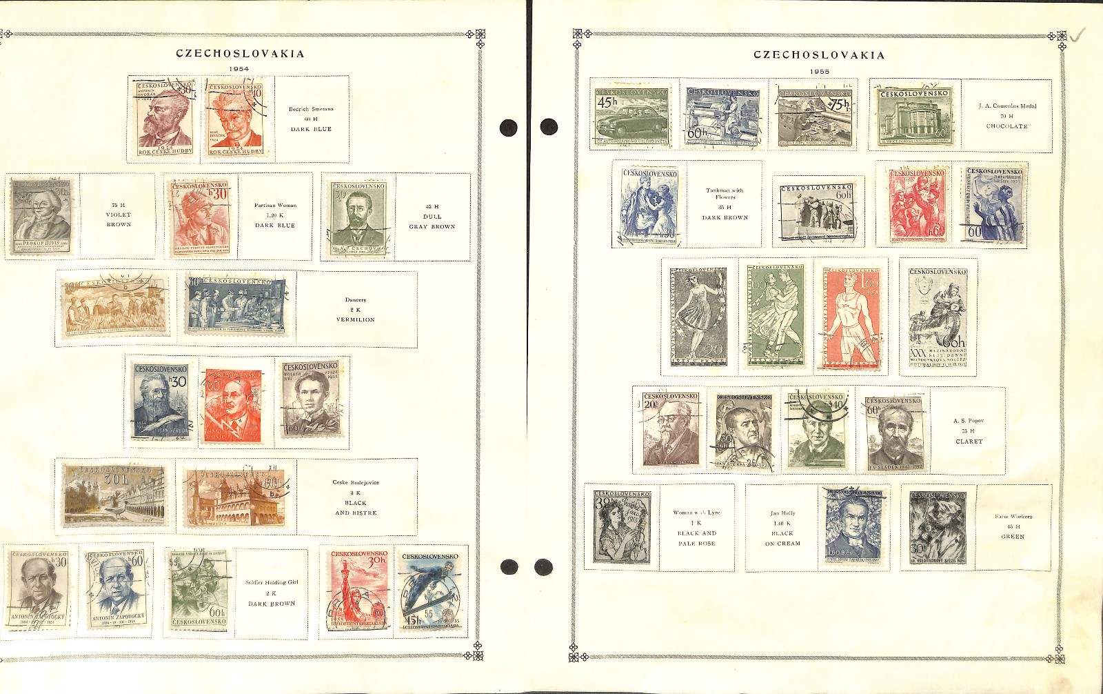 Czechoslovakia Stamp Collection on 22 Scott International Pages, 1918-1959 (BC)