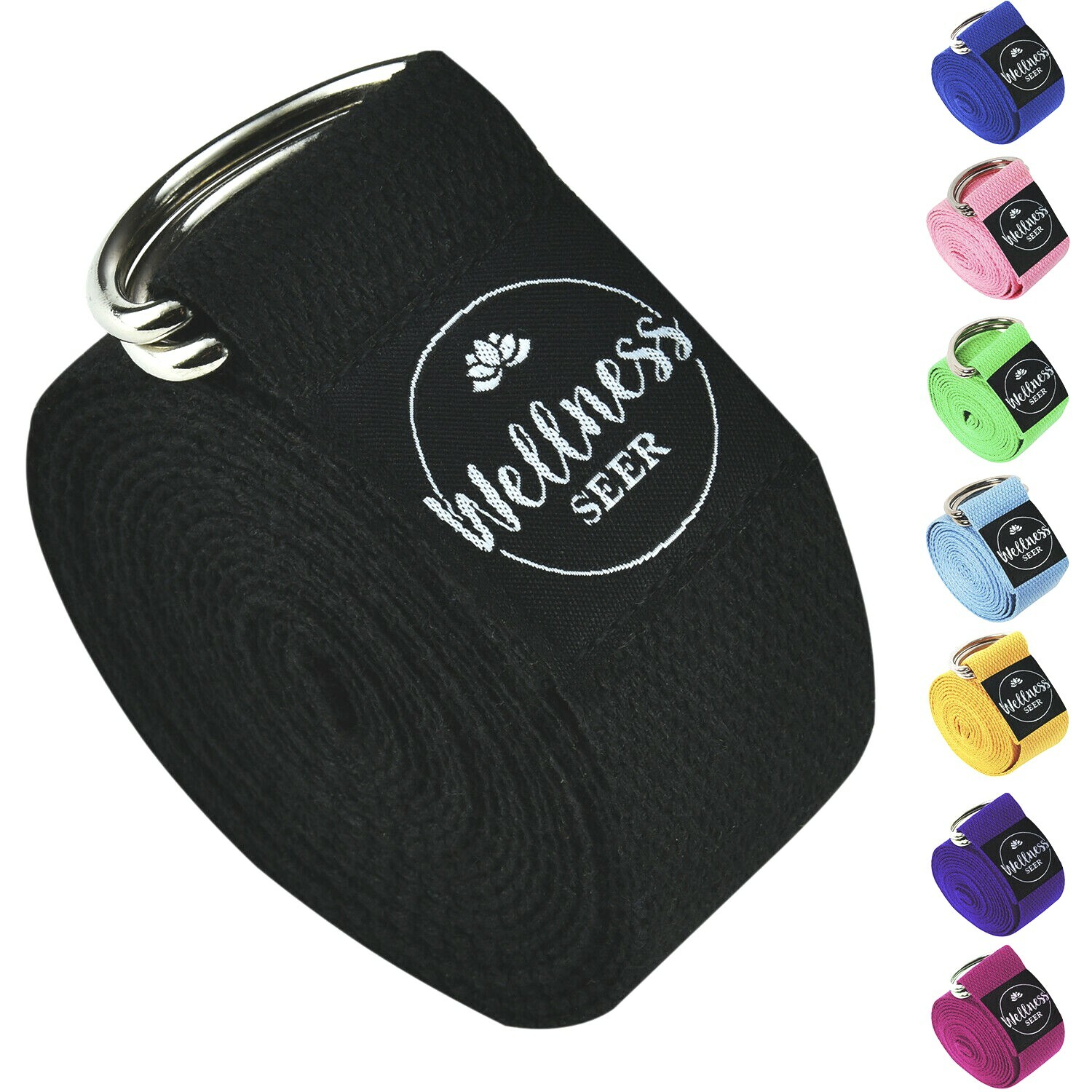 Wellness Seer Yoga Stretch Strap Adjustable D-Ring Buckle Belt Gym Waist Leg Fit