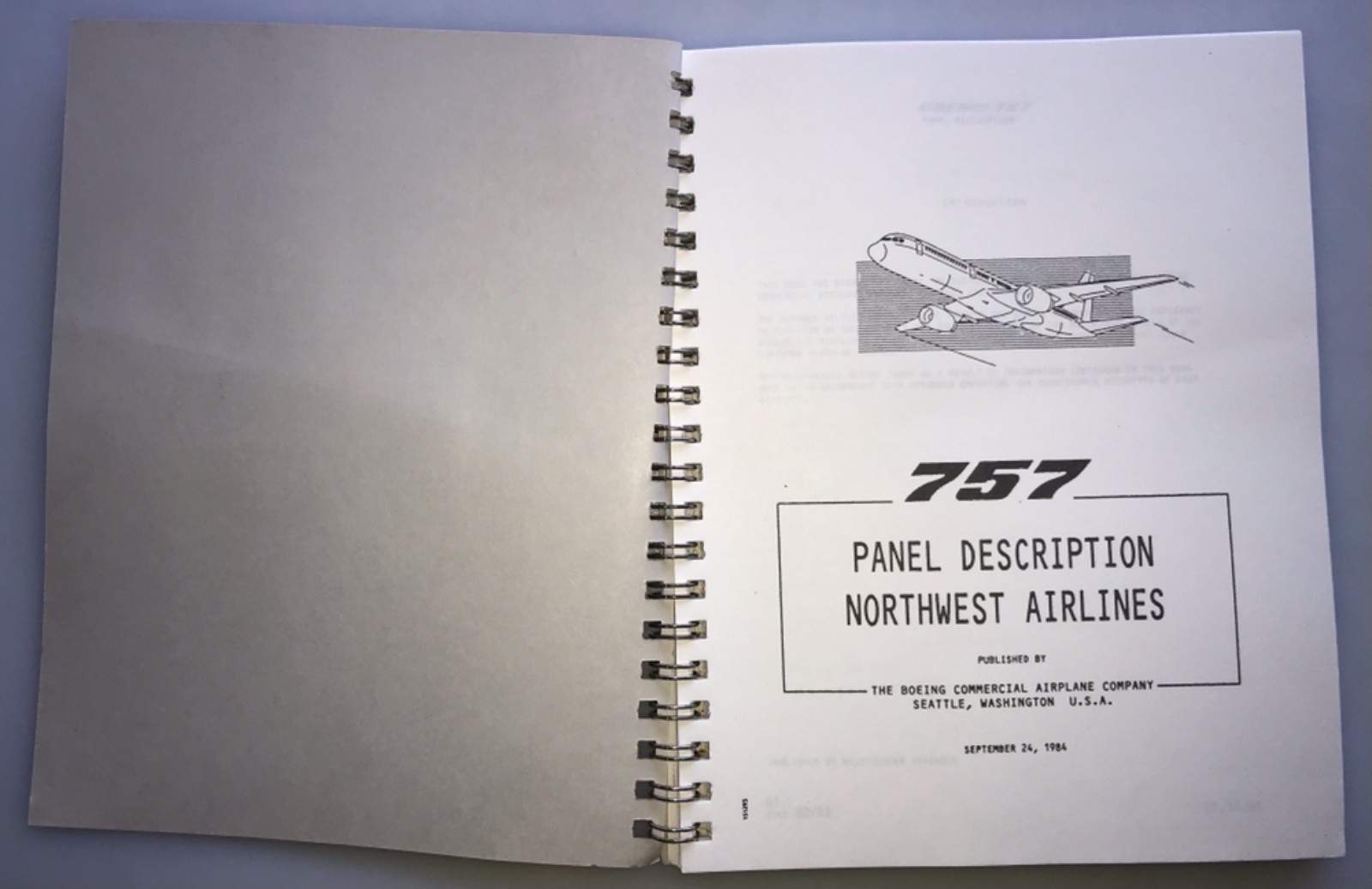 Boeing 757 Panel Description Maintenance Training Manual 1984 Airplane Book