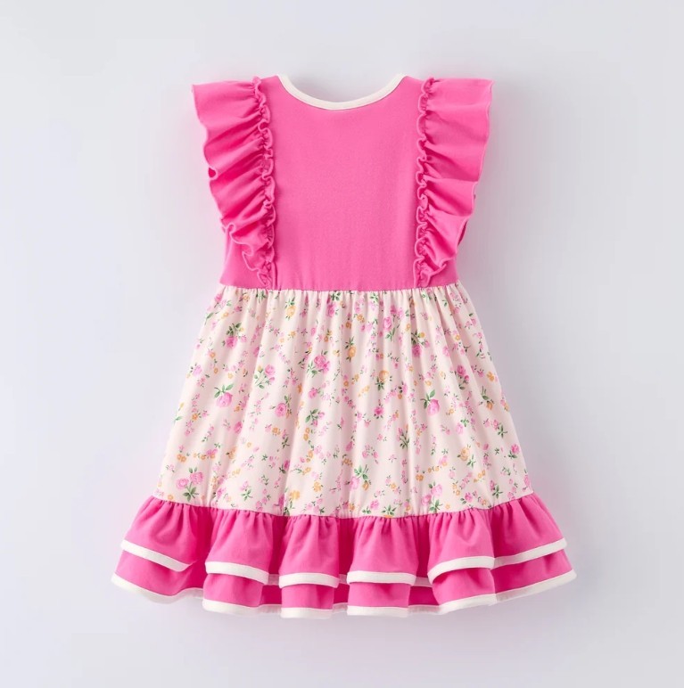 NEW Boutique Easter Bunny Rabbit Girls Floral Sleeveless Ruffle Dress