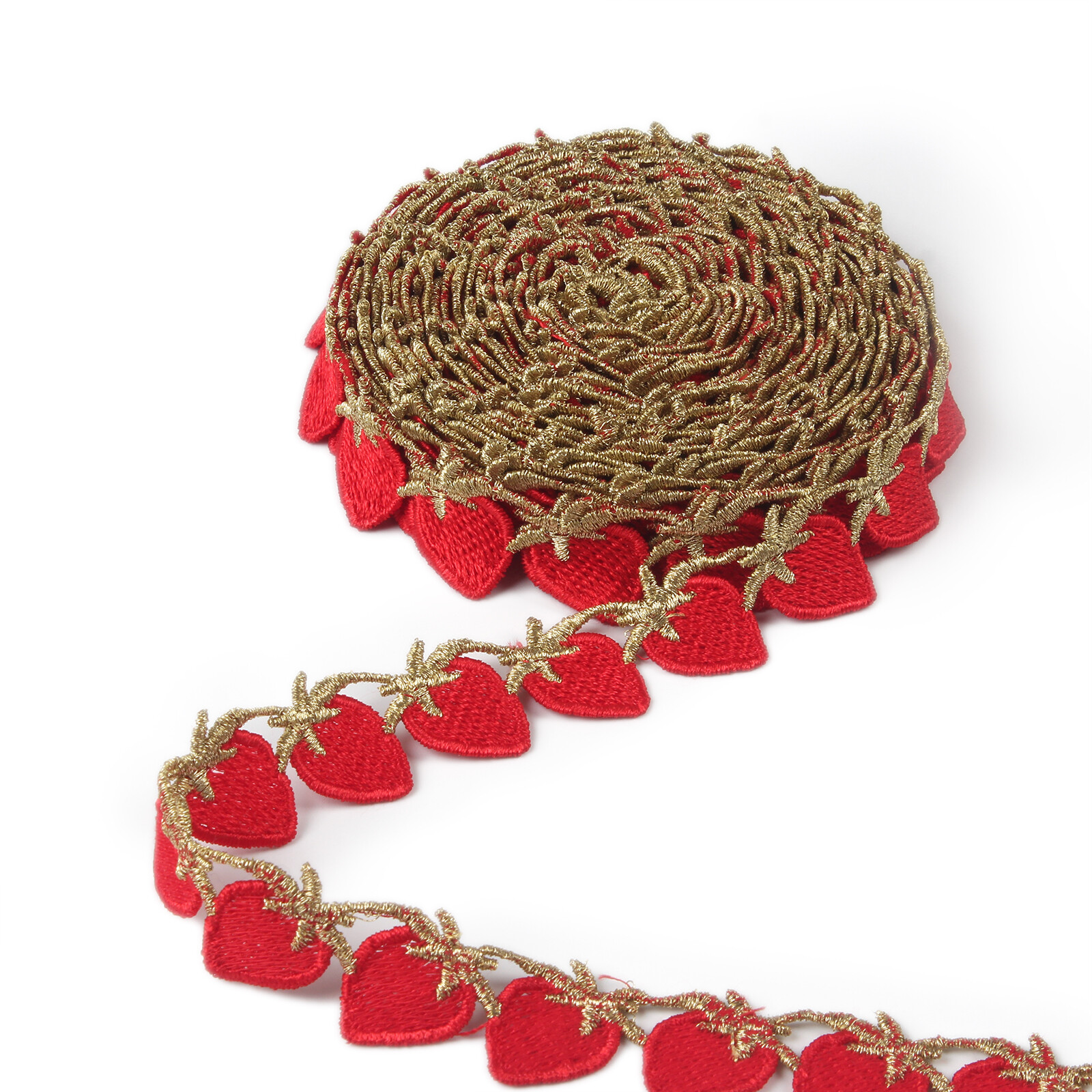 5 Yards Strawberries Shaped Embroidered Lace Trim Ribbon