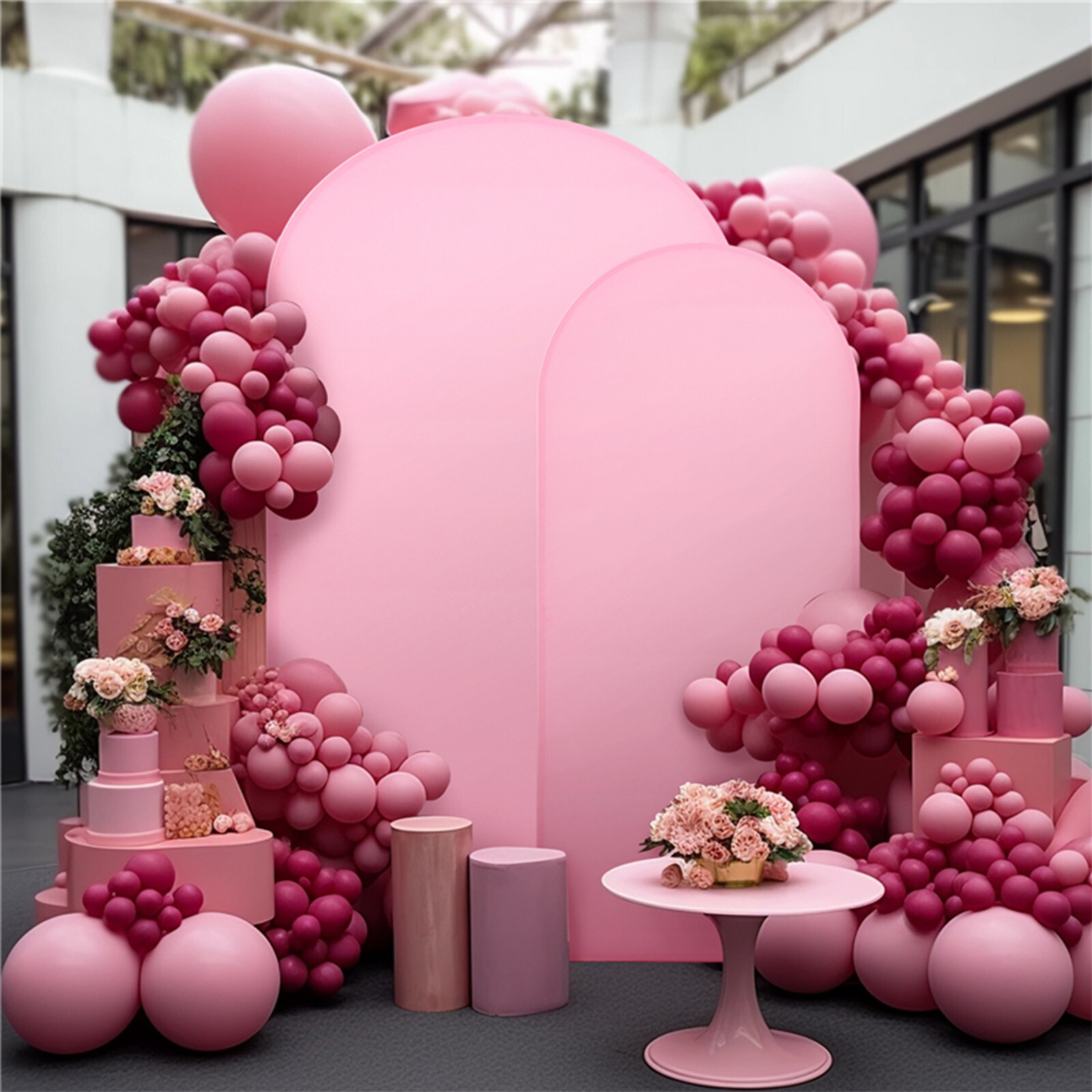 Full Sizes Wedding Party Arch Cover Spandex Fitted Arch Stand Covers Round Top