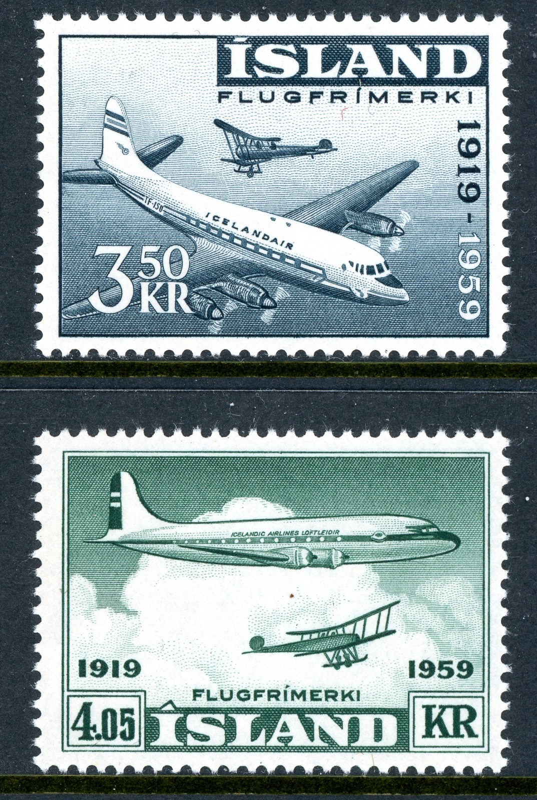 Iceland 1959 Airmail Scott #C30-C31 Mint Non Hinged T91
