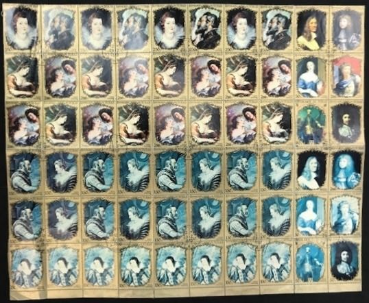 TCHAD 1970 ERROR CLASSIC ART OF EUROPE FULL SHEET 60 SHOWING 30 STAMPS MISSING