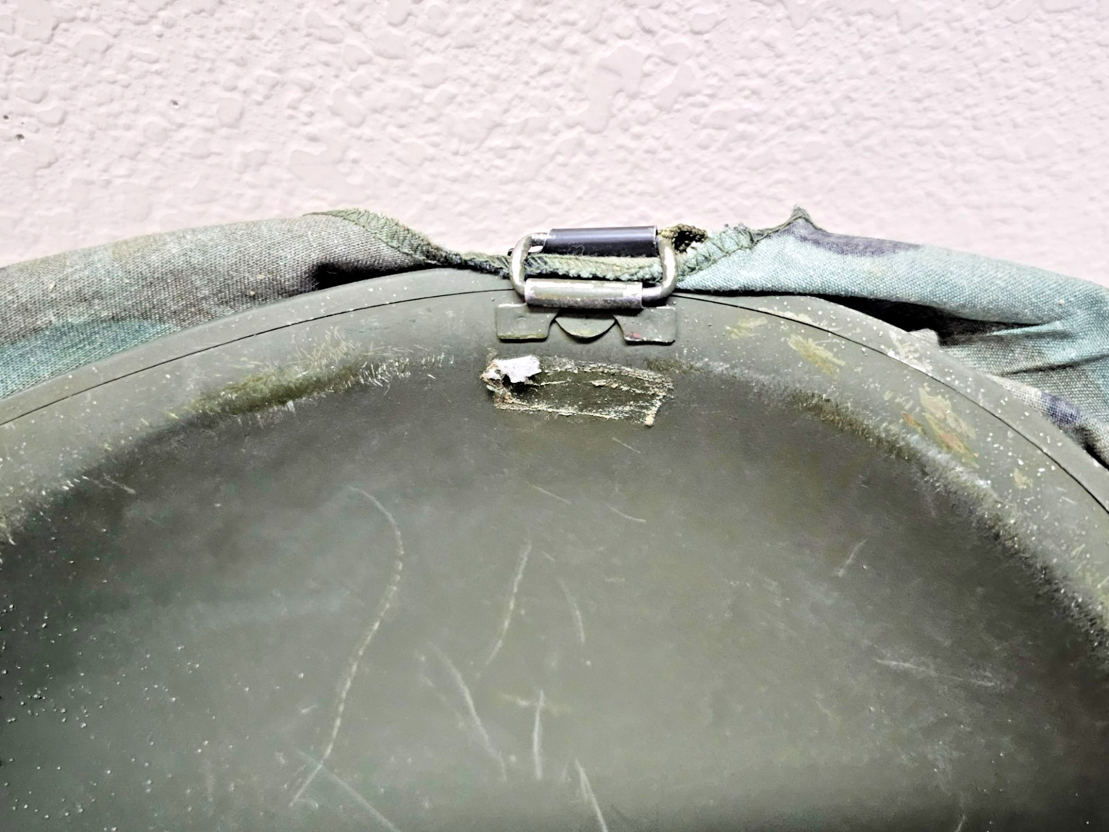 1950s US Army M1 Helmet w/ Green Metal Chinstrap & Liner