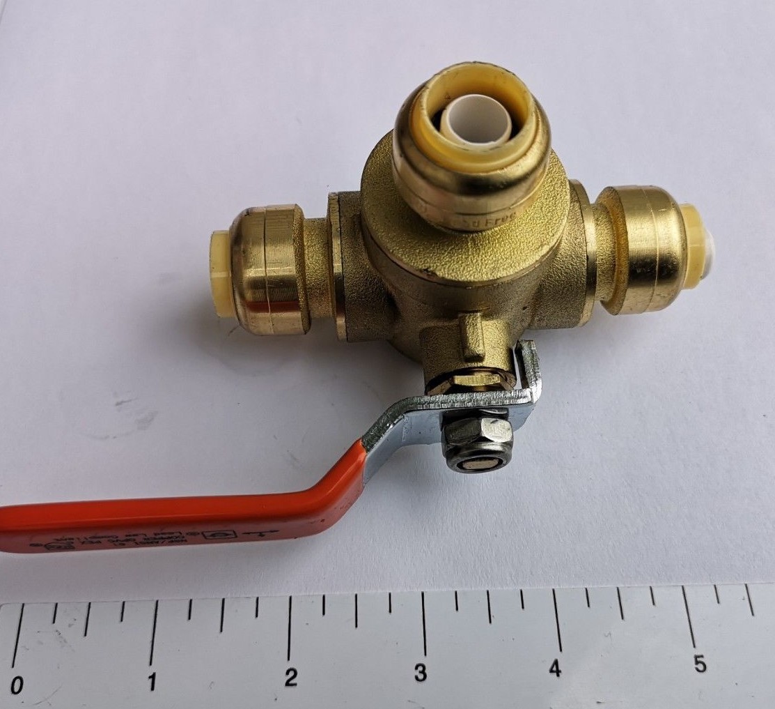1 PIECES 1/2" PUSH FIT 3 WAY BALL VALVE, FULL PORT, LEAD FREE BRASS