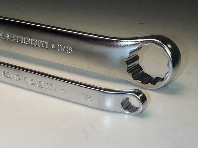 NEW Facom 7pc Set 10° Offset Stubby THIN WALL Box End SAE Wrench Set 1/4-13/16"