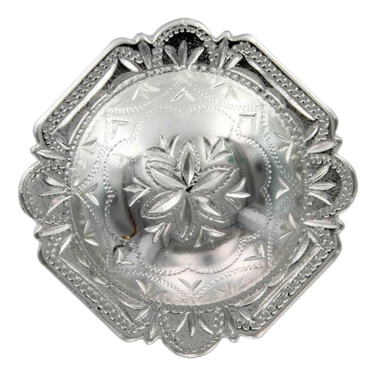 WESTERN LEATHER CRAFT TACK BRIGHT SILVER ENGRAVED WINDROSE CONCHO screw back