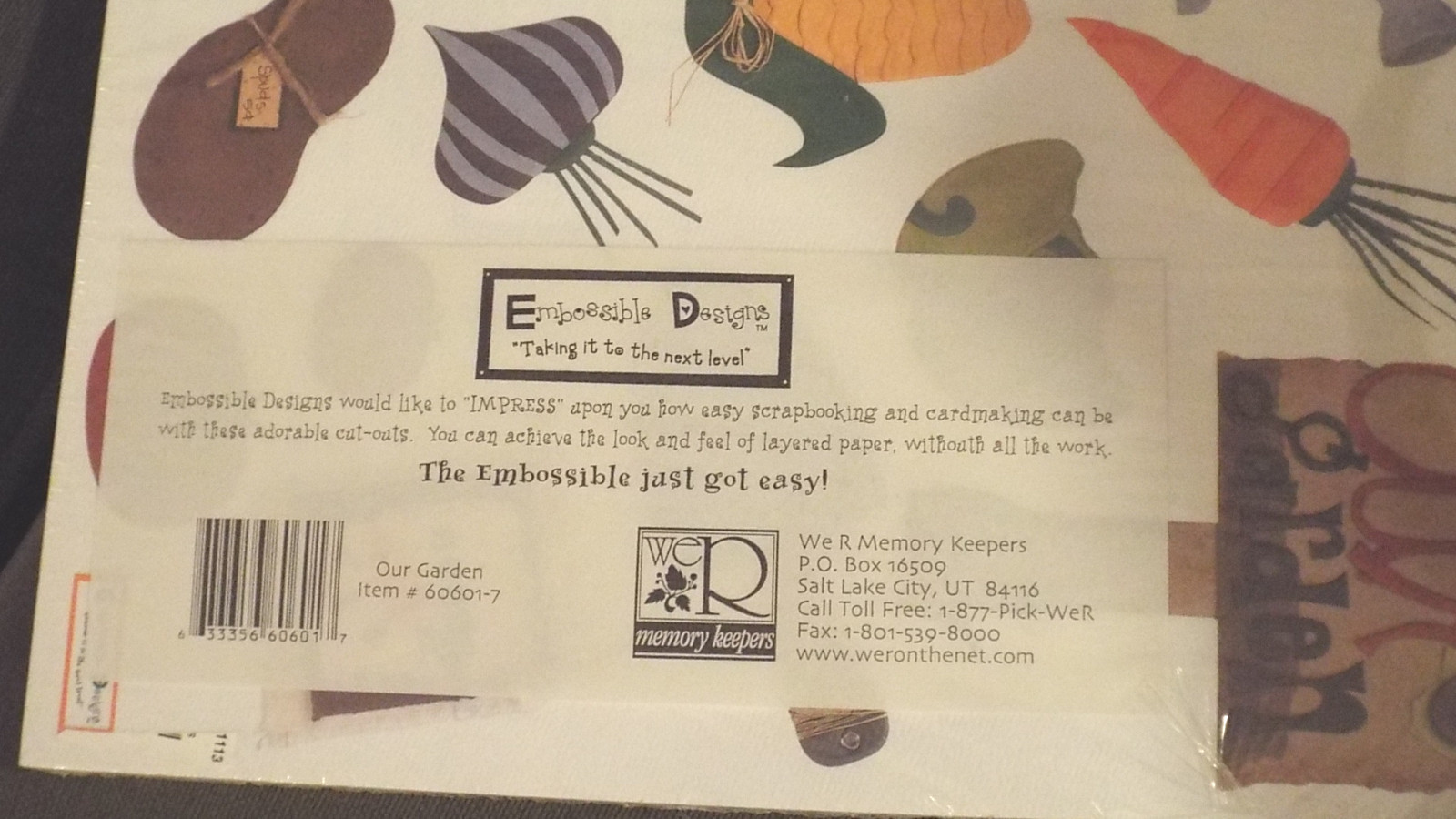 12" Scrapbook Paper WHOLSALE 5p Garden Party Emboss Vegetable Seed Packet