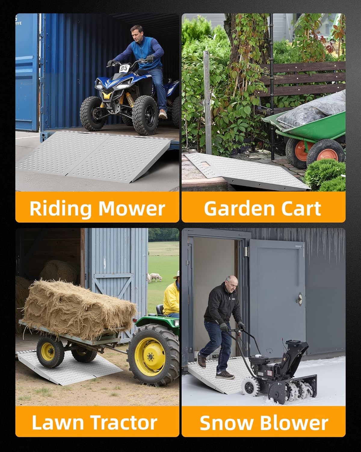 VNN 36" x 48" Shed Ramp for Riding Mower & Lawn Anti-Slip Punch Plate Ramp 1/2PC