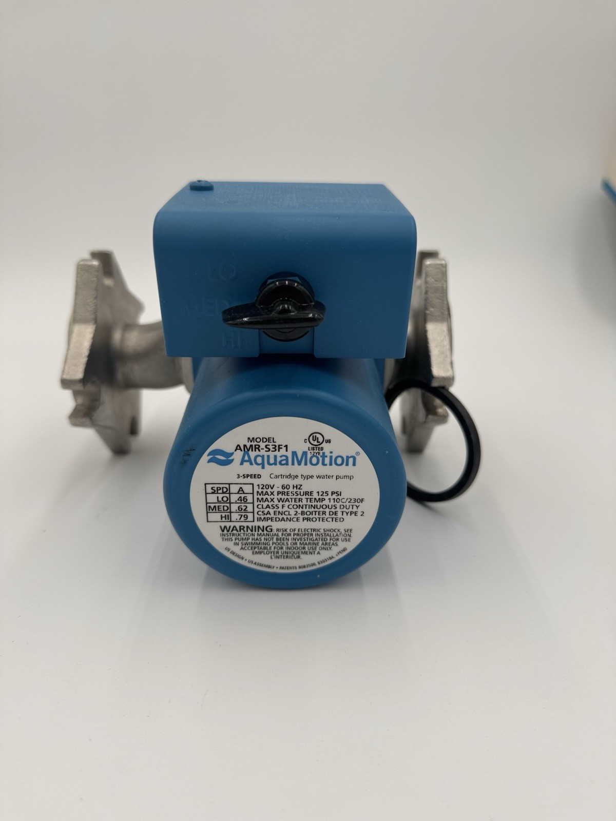 AquaMotion AMR-S3F1 Circulator Pump with Three Speed - Stainless Steel