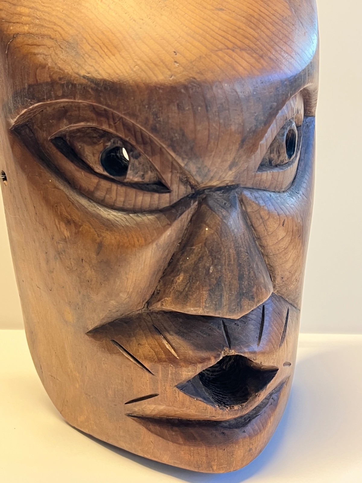 Antique Native American Hand Carved Wooden Mask; Northern Pacific Indigenous Art