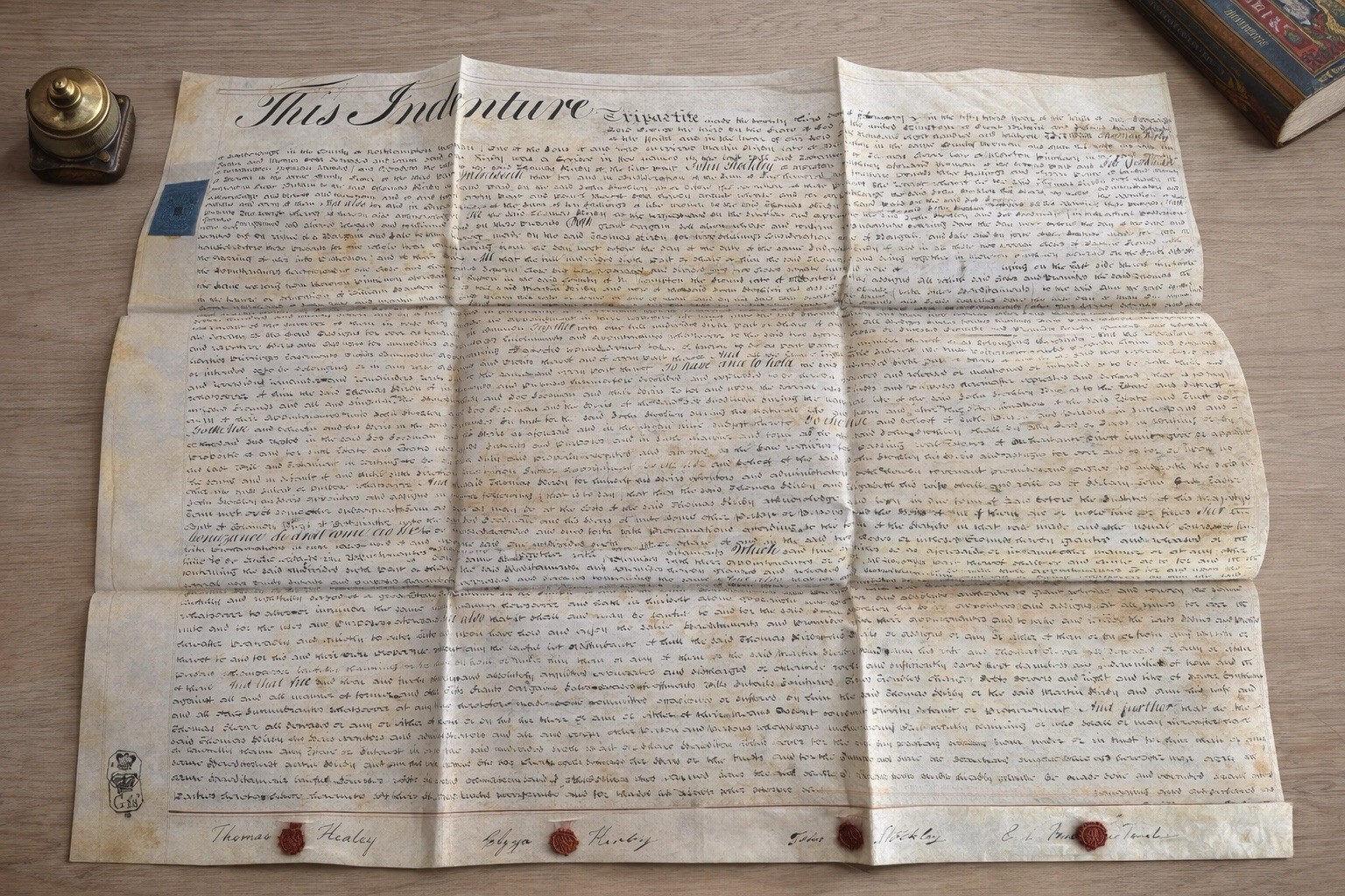 Indenture Deed Manuscript 1813 Vellum Legal Document Multiple Wax Seals Large