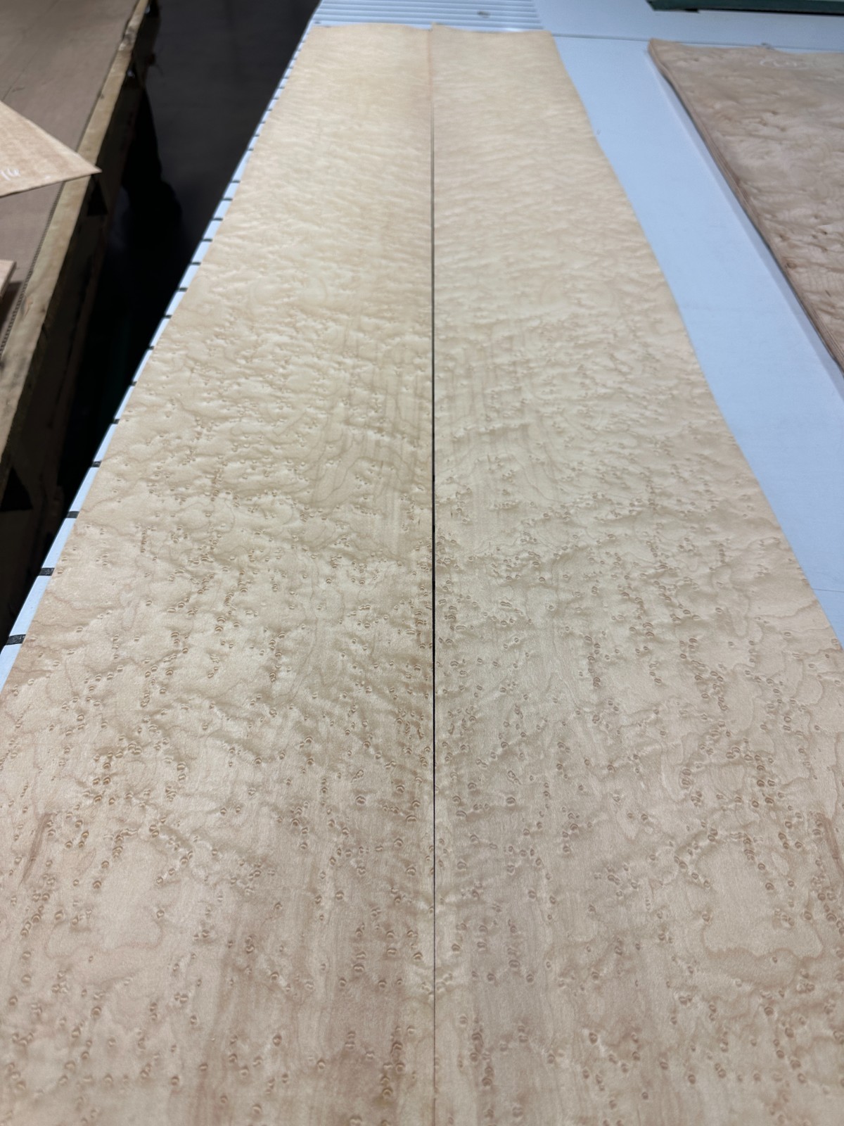 Birdseye Maple Raw Wood Veneer 2 sheets 63" x 8'' BE24