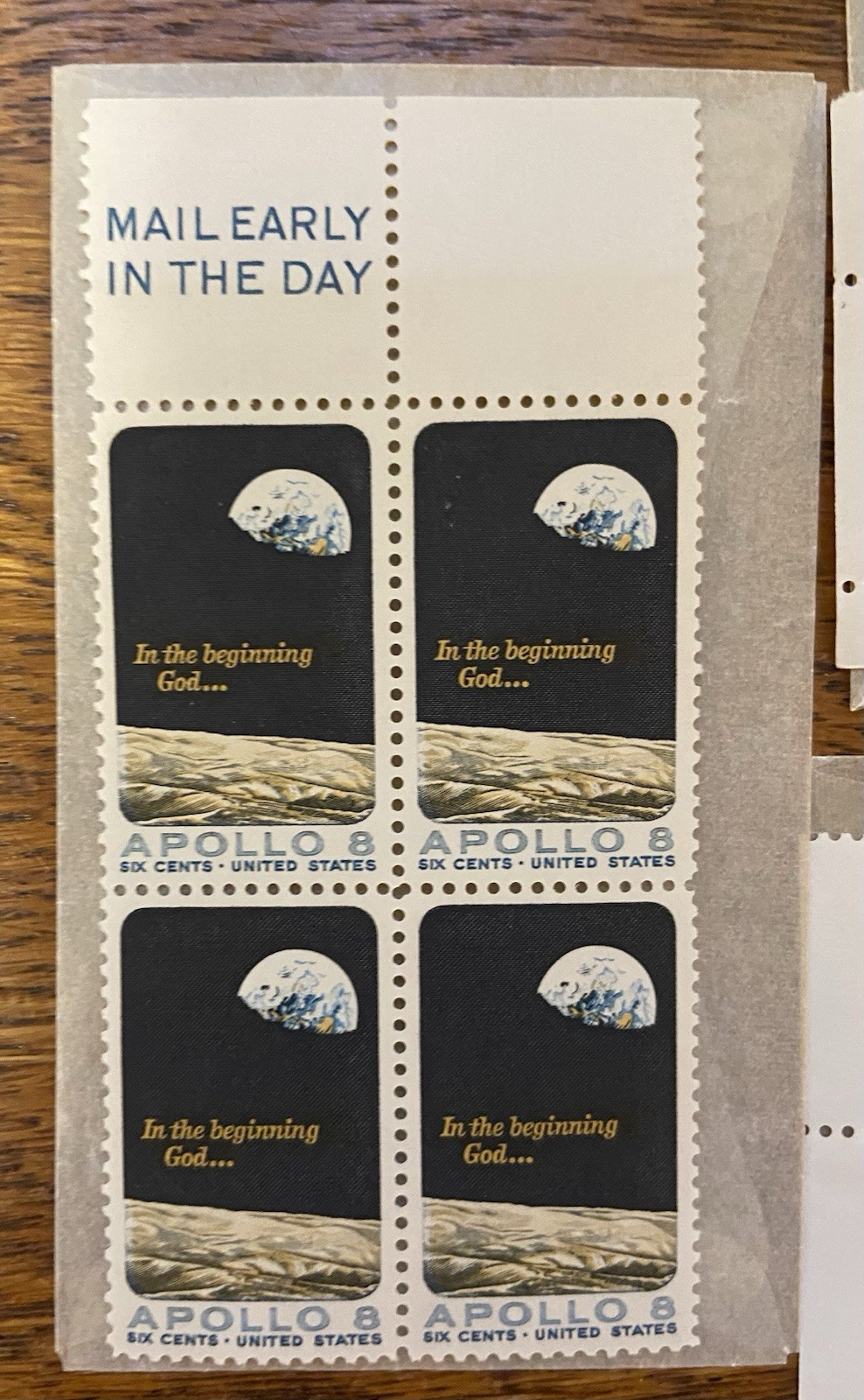 USPS LOT/6 VINTAGE PLATE BLOCK SPACE-APOLLO 8-PIONEER JUPITER-MARINER 10- MNH