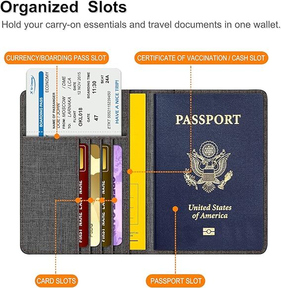 Slim PU Leather Travel Passport Wallet Holder RFID Blocking ID Card Case Cover