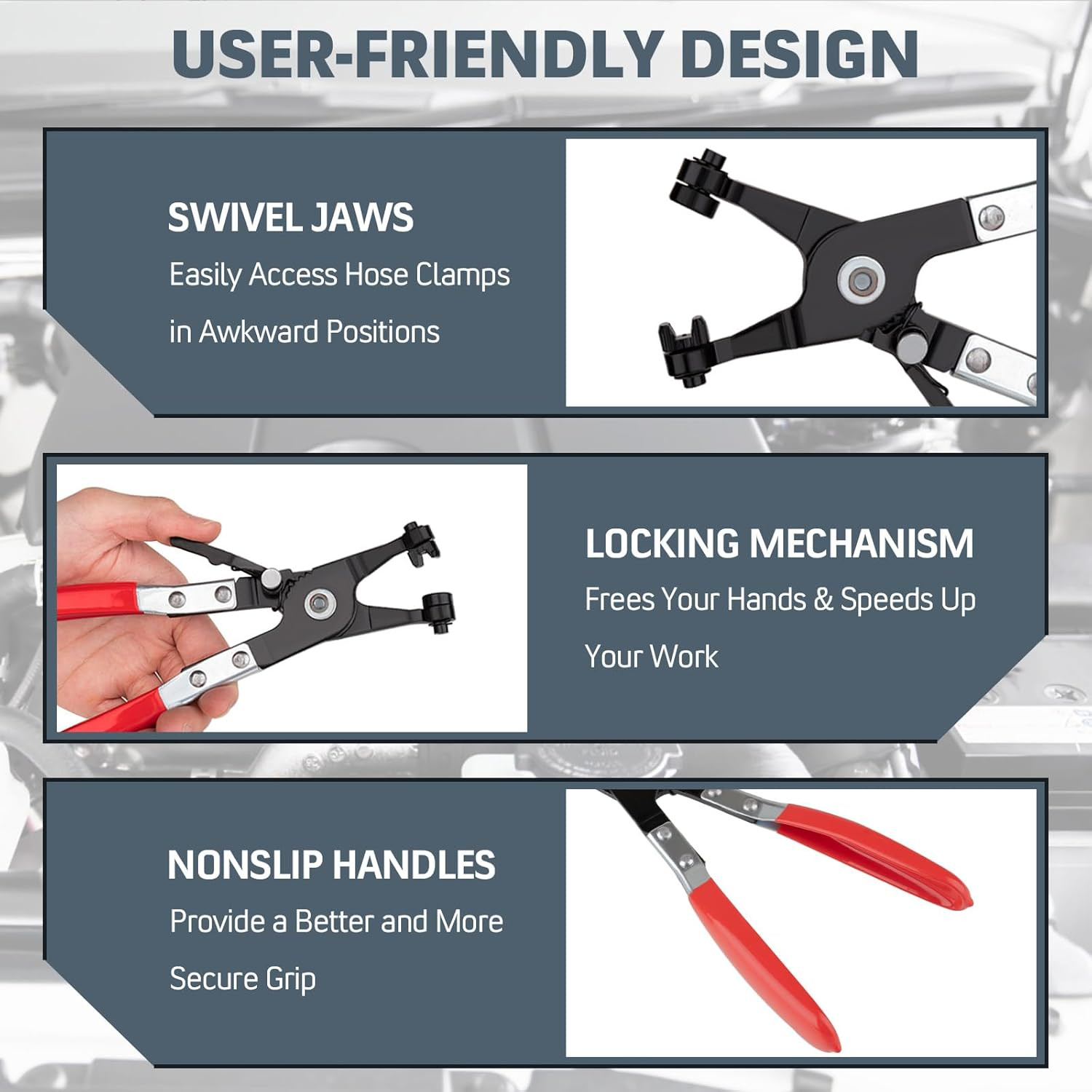 10Pc Hose Clamp Clip Remover Pliers Wire Long Reach Kit Fuel Oil Water Hose Tool