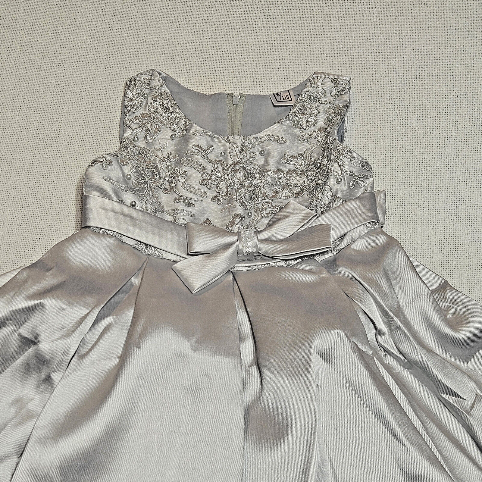 Imemek Flower Girl Vintage Overlay Lace Beaded Wedding Tulle Dress Hi Lo Girls 8