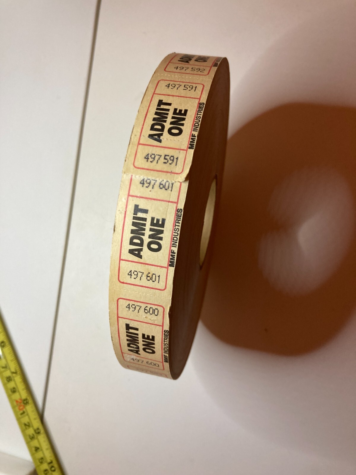 White ADMIT ONE 2000 single Numbered TICKETS Roll admission raffle PM COMPANY