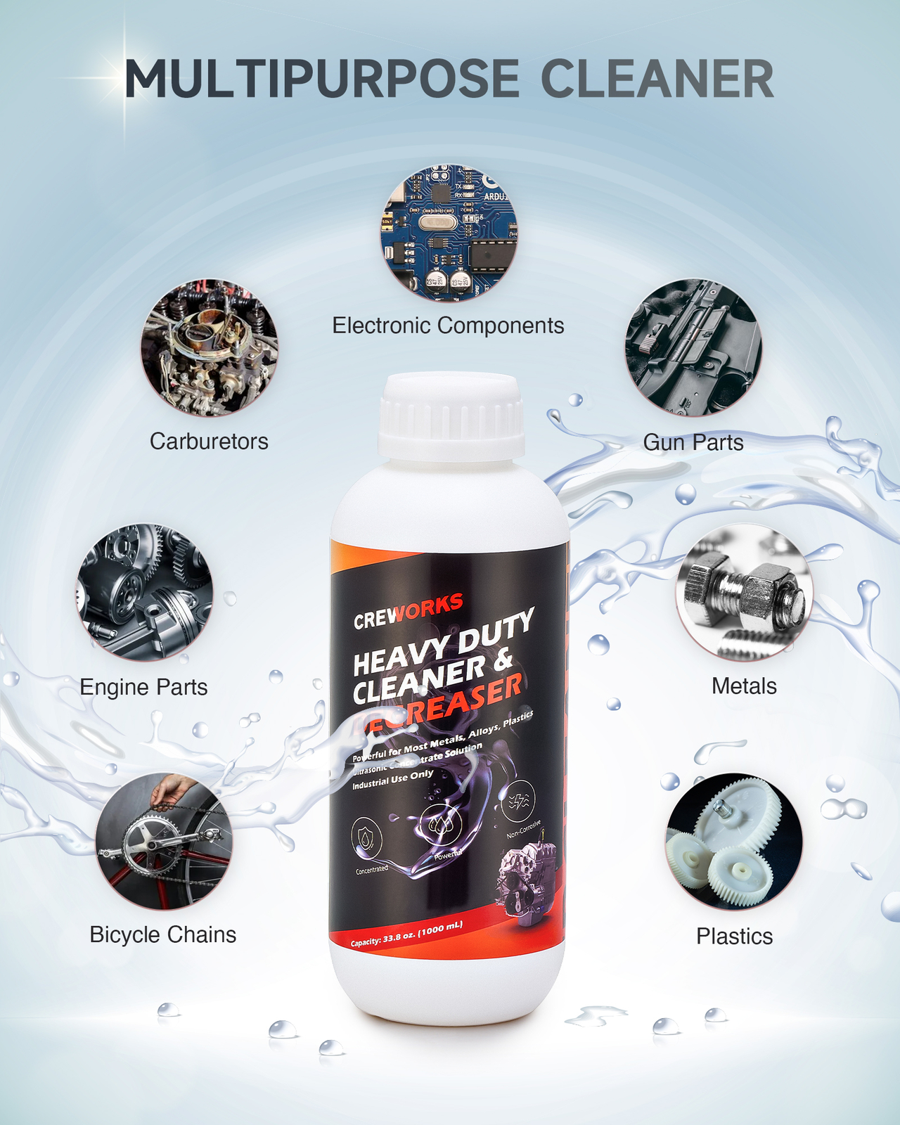 CREWORKS Ultrasonic Carburetor Cleaner Solution Concentrate for Sonic Cleaners