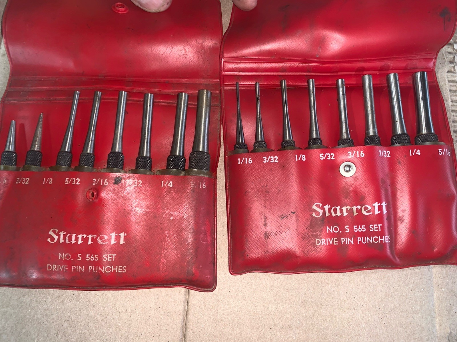 Starrett Short No S 565 Set Drive Pin Punches Complete Plus Extras Spare Set
