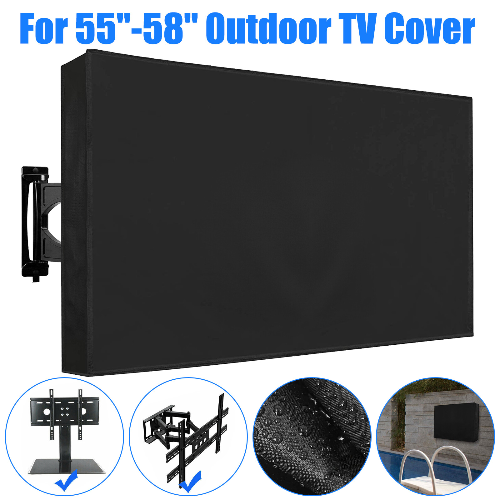 55-58 inch Outdoor TV Cover Fitted Waterproof Weatherproof Television Protector