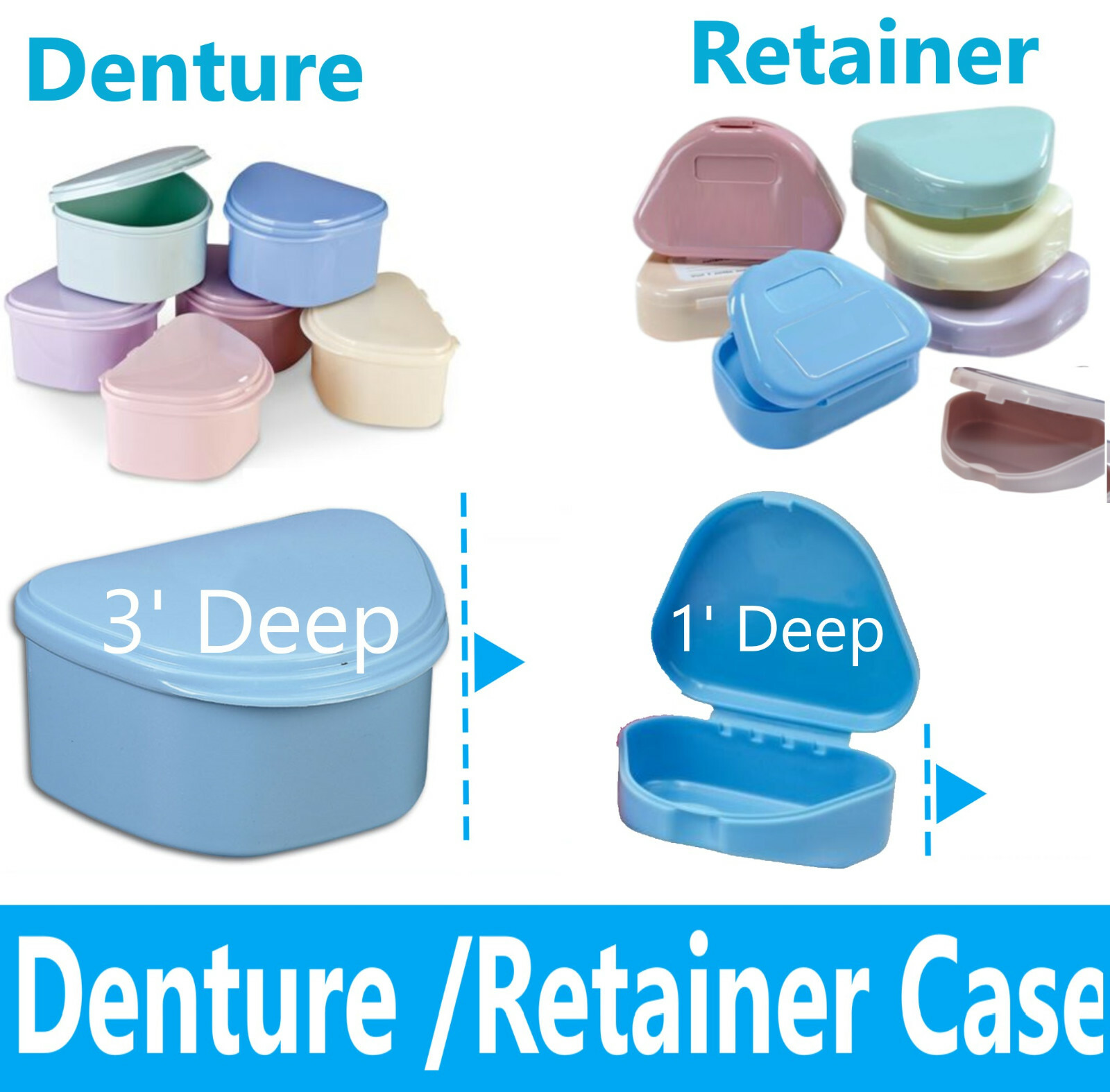 Dental Denture Box case carrier - 3' Deep or Retainer Box - 1' Deep, Upto 100/PK