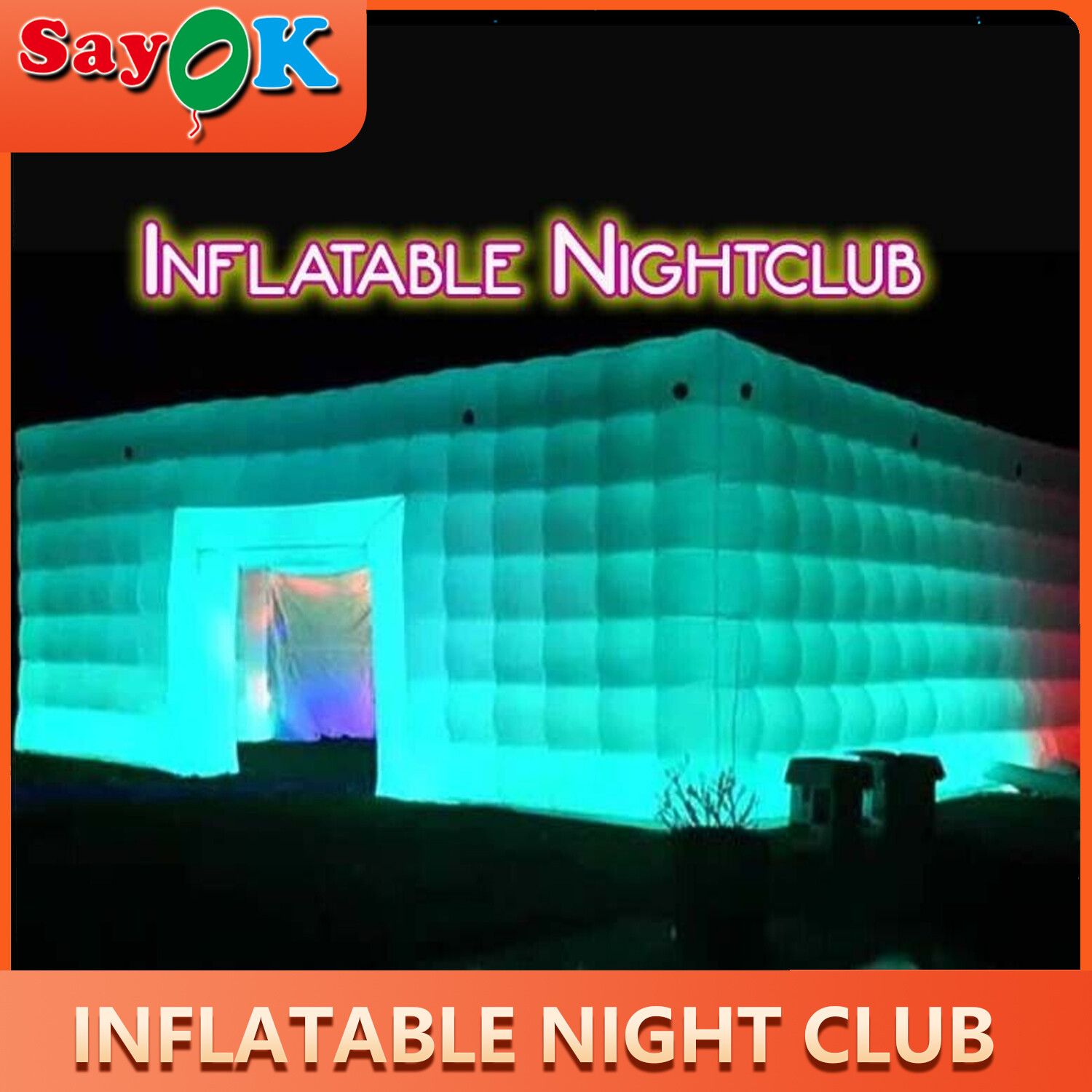 26x26x13ft Inflatable Night Club With LED Lights Cube Tent For Wedding Party