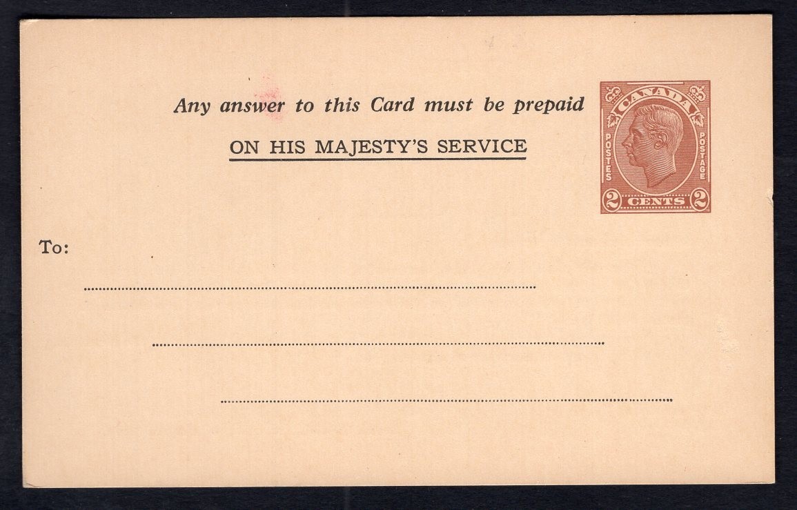 CANADA 1940 Official Postal Card #DP177b OHMS, RCMP HQ in Ottawa