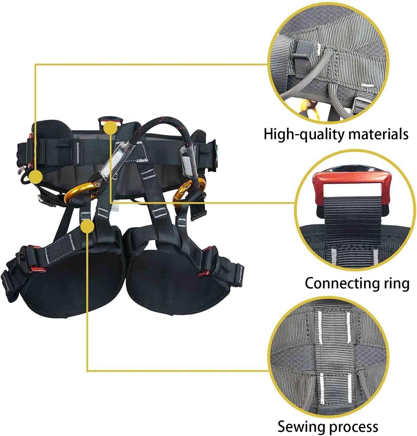 Climbing Half Body Harness Rope Arborist Saddle Tree Bridge Caving Rescue CE