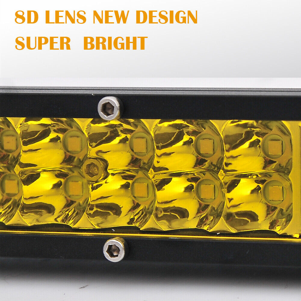 Fit 12-19 Kawasaki Teryx KRX 1000 14inch LED Light Bar Yellow Spot Flood Beam