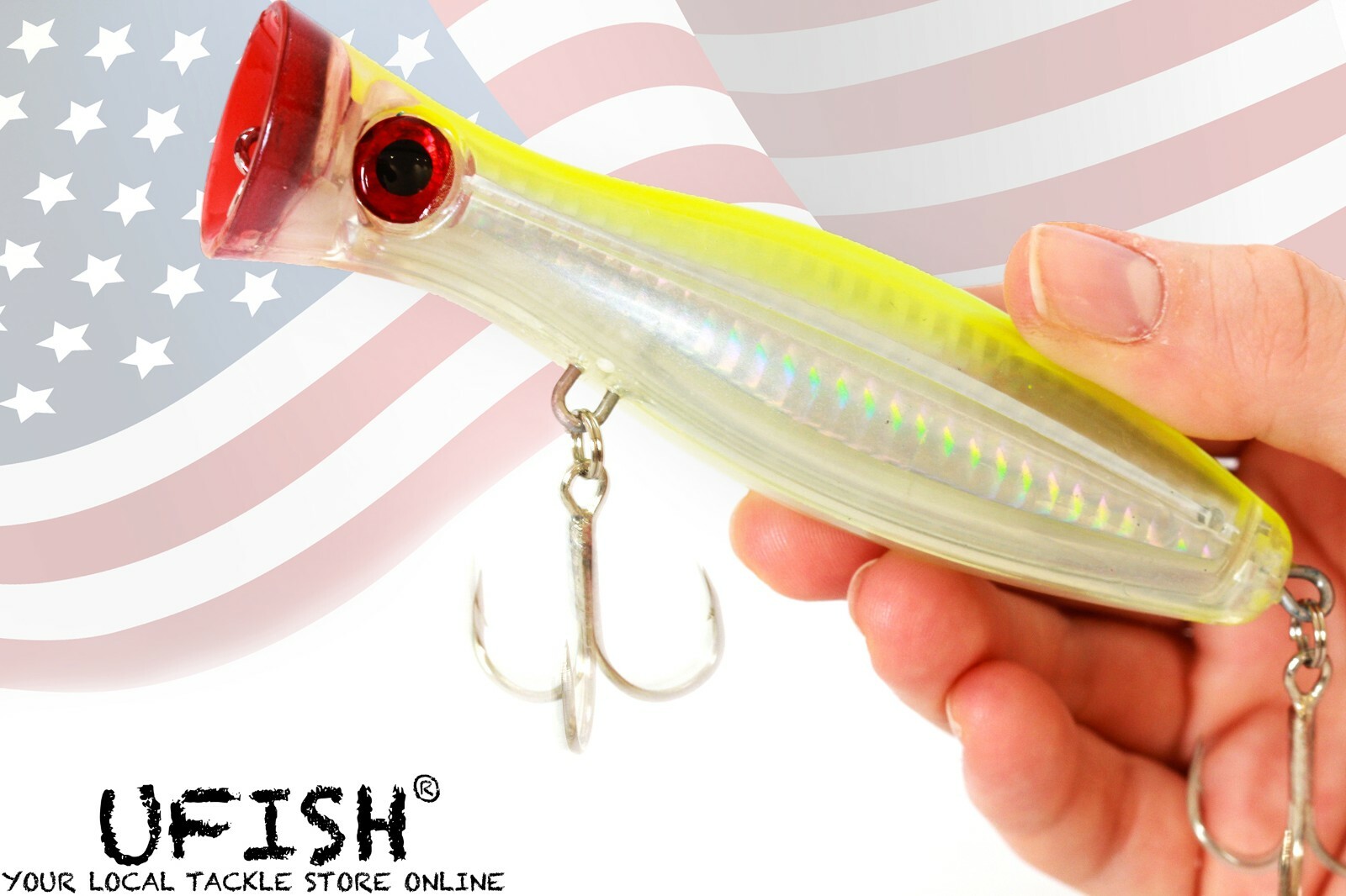 UFISH Popper Fishing Bass Lure Saltwater Top Water Lures Large Pike Musky 5 Inch