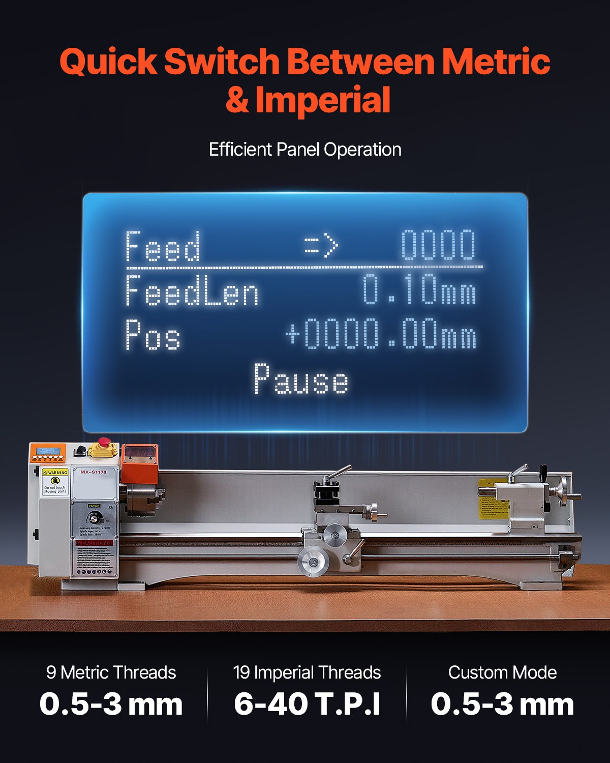 VEVOR Metal Lathe Machine 8.7 x 39in Precision Bench Power Metal Lathe Automatic