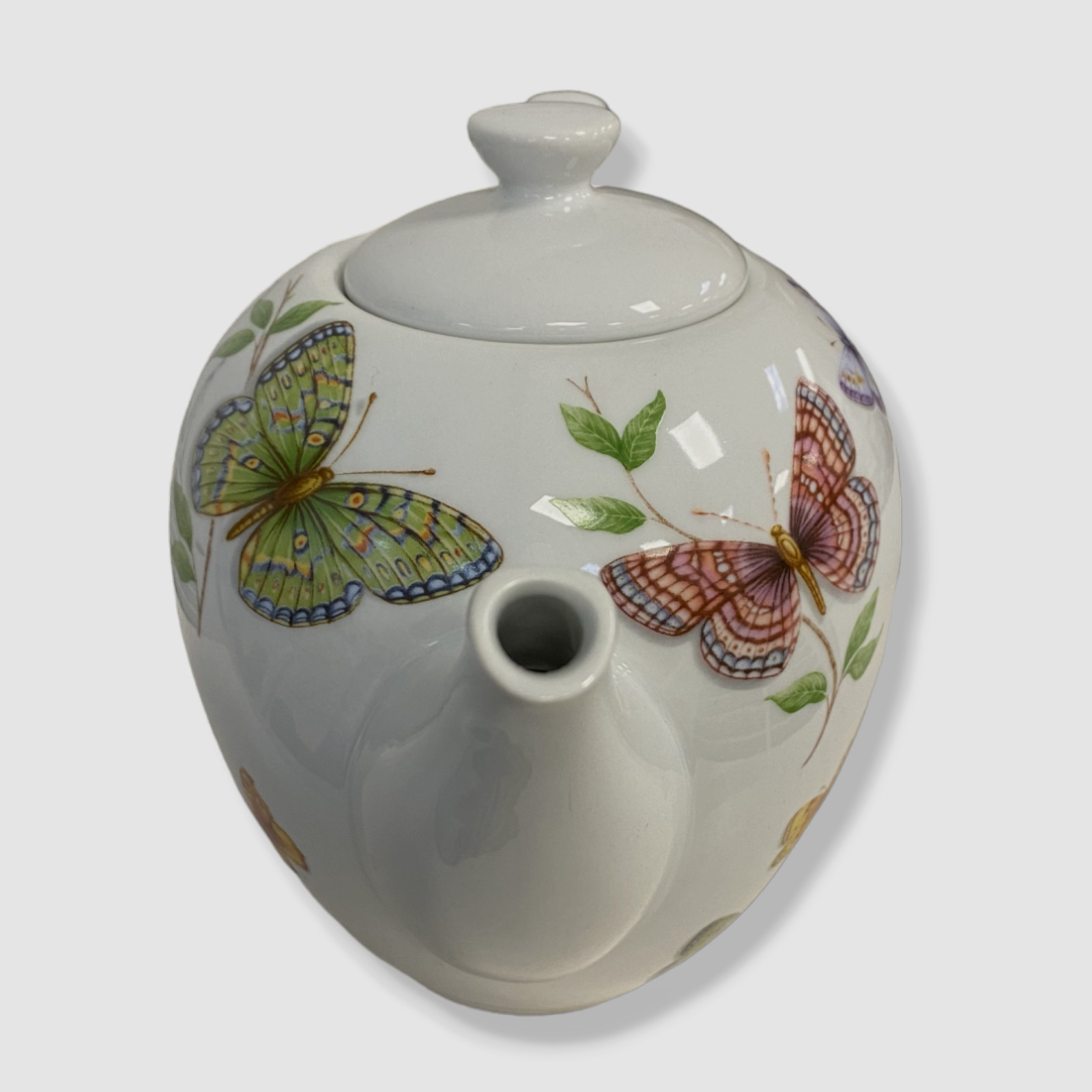 $43 Neiman Marcus White Multicolored Porcelain Butterfly Patterned Teapot