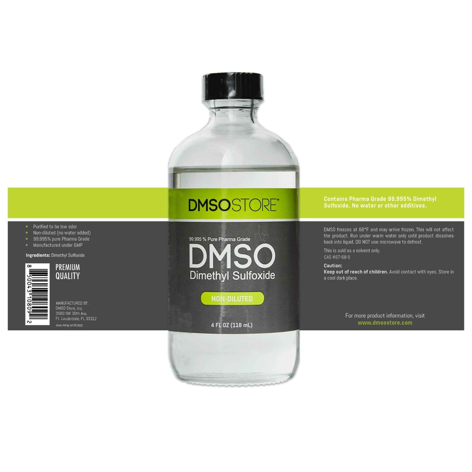 DMSO 99.995% Pharma Grade 4oz Glass 2-Pack Low Odor Liquid with Dropper
