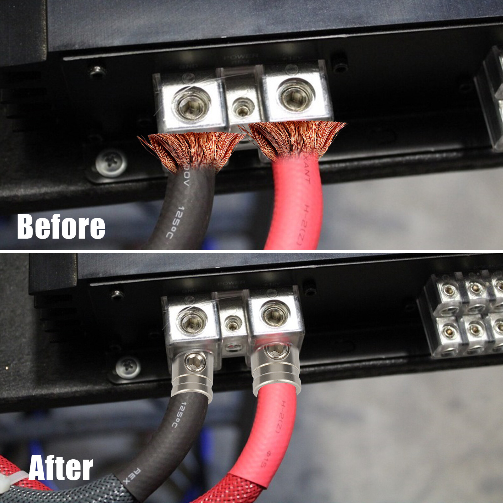 4x Car Audio Amp Input Reducer 4 Gauge to 8 Gauge Wire Reducer Power and Ground