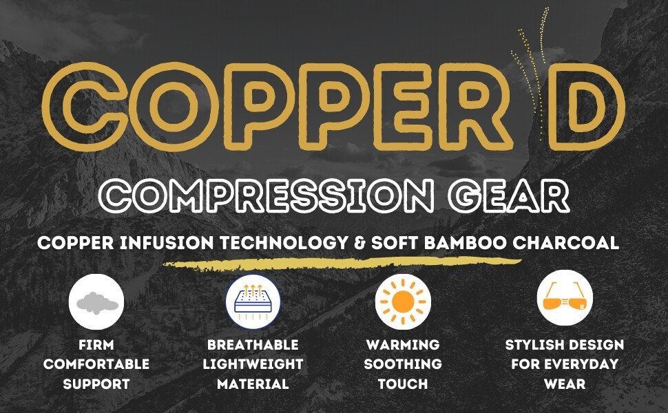 Copper D - Copper Compression Gloves - Rayon Charcoal and Copper Infused