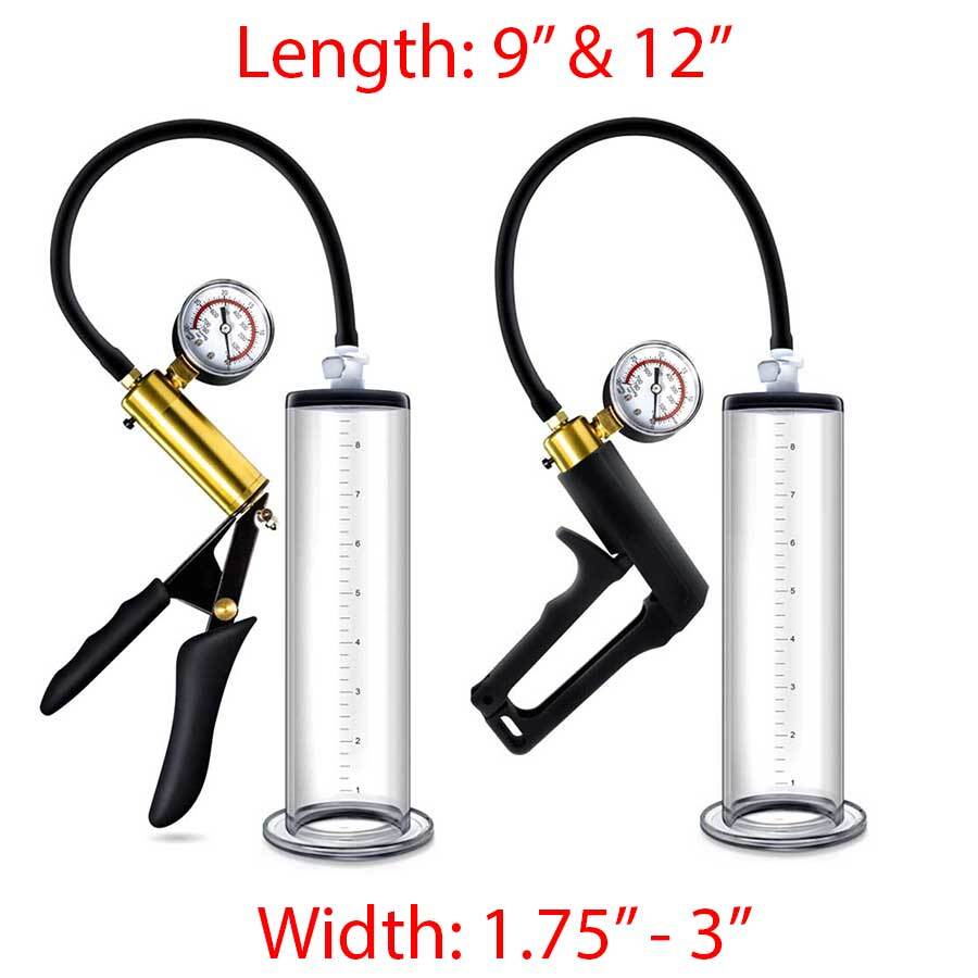 Penis Pump Vacuum Kit 9" & 12" ED Enlarger 1.75" - 3" Male Erectile Enhancement