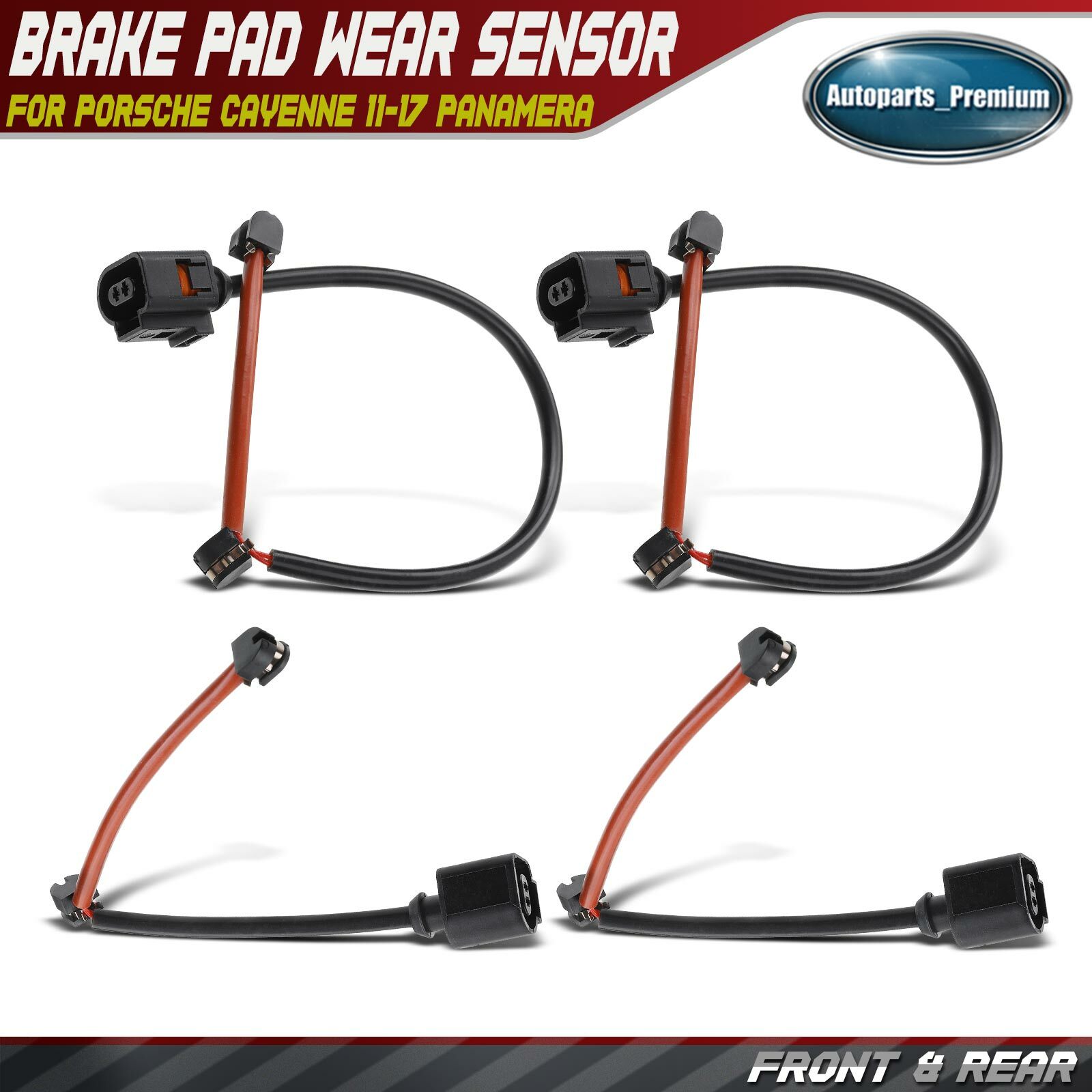 4x Front & Rear Disc Brake Pad Wear Sensor for Porsche Cayenne 11-17 Panamera