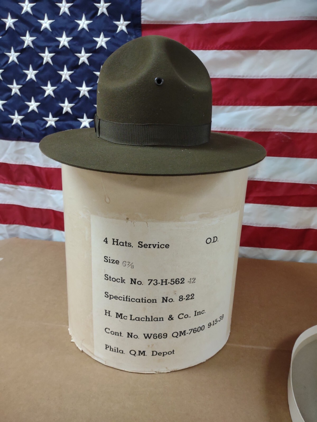 1 Lot Of 4 Original 1939 WWII Era U.S. Army Campaign Hat 6 7/8 New Original Box
