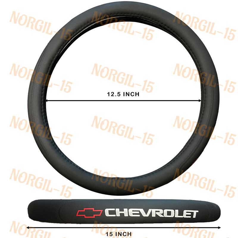 Faux Leather 15" Diameter Car Auto Steering Wheel Cover CHEVROLET CHEVY Red
