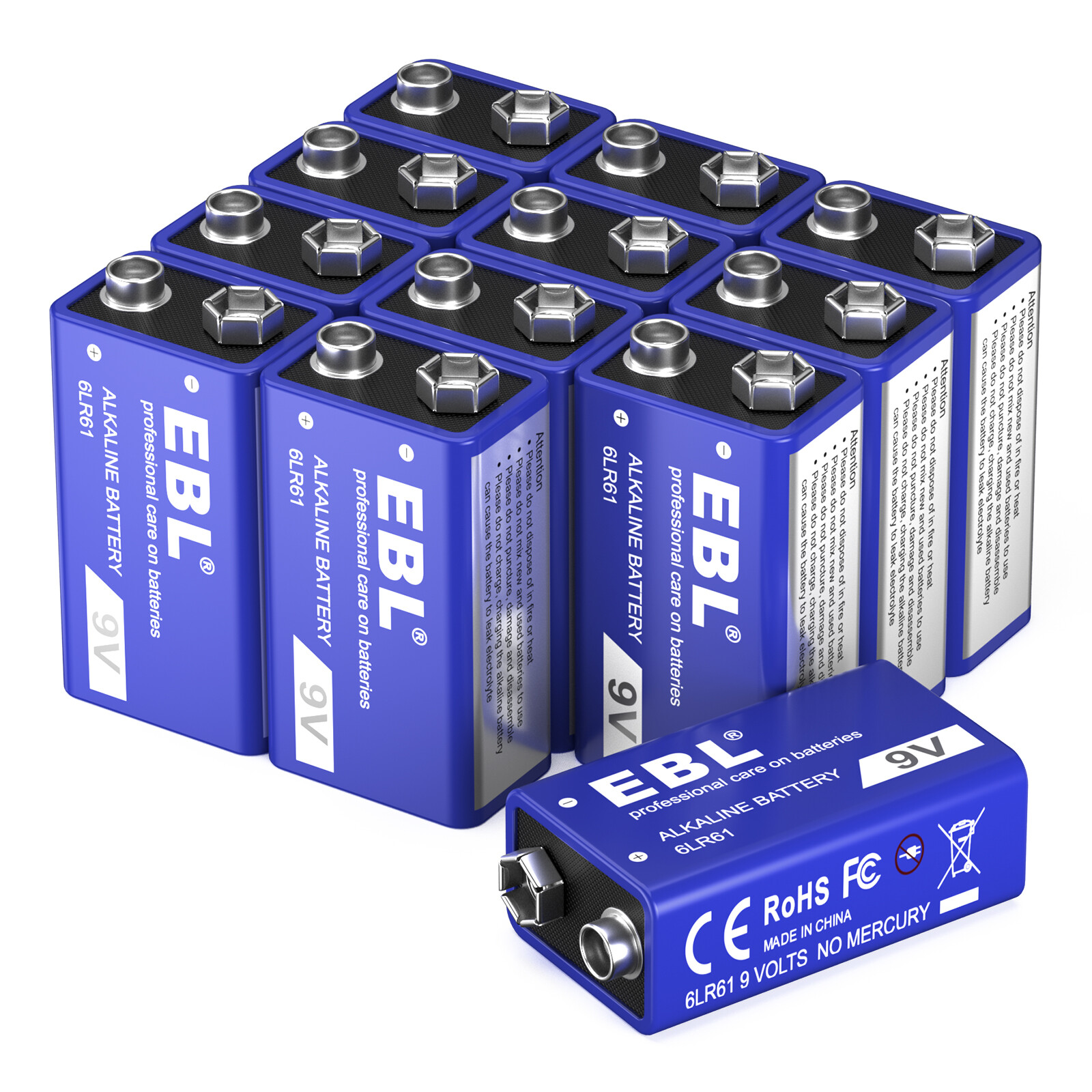 EBL 9V Alkaline Battery 6LR61 Batteries 9 Volt Ultra Long Lasting Leak Proof Lot