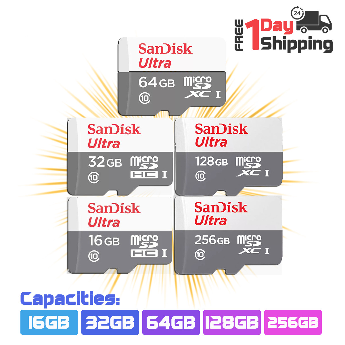 SanDisk Micro SD Card Ultra 16GB 32GB 64GB 128GB 256GB Class 10 TF Lot