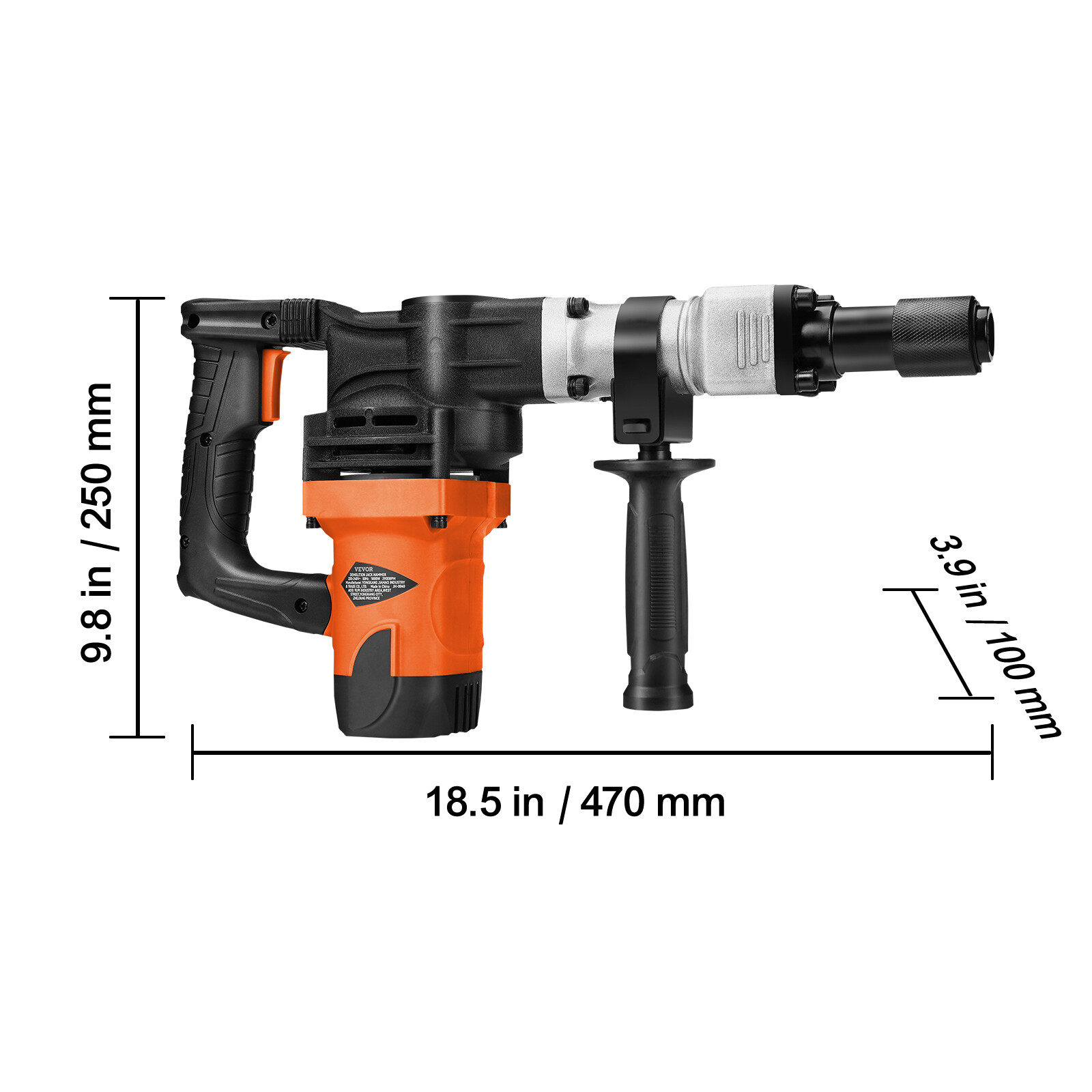 VEVOR Demolition Jack Hammer Concrete Breaker 1400W Electric Hammer 2 Chisel Bit