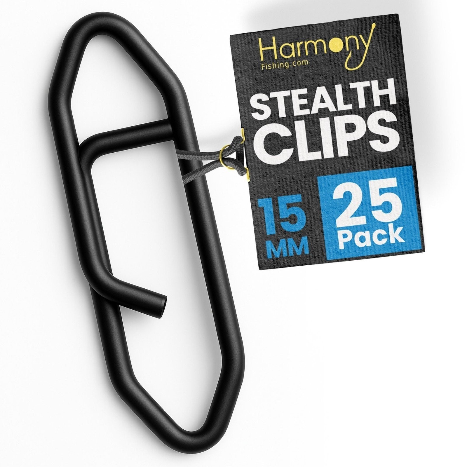 Harmony Fishing Stealth Clips (25 Pack) [Black Stainless] Quick Snaps For Lures