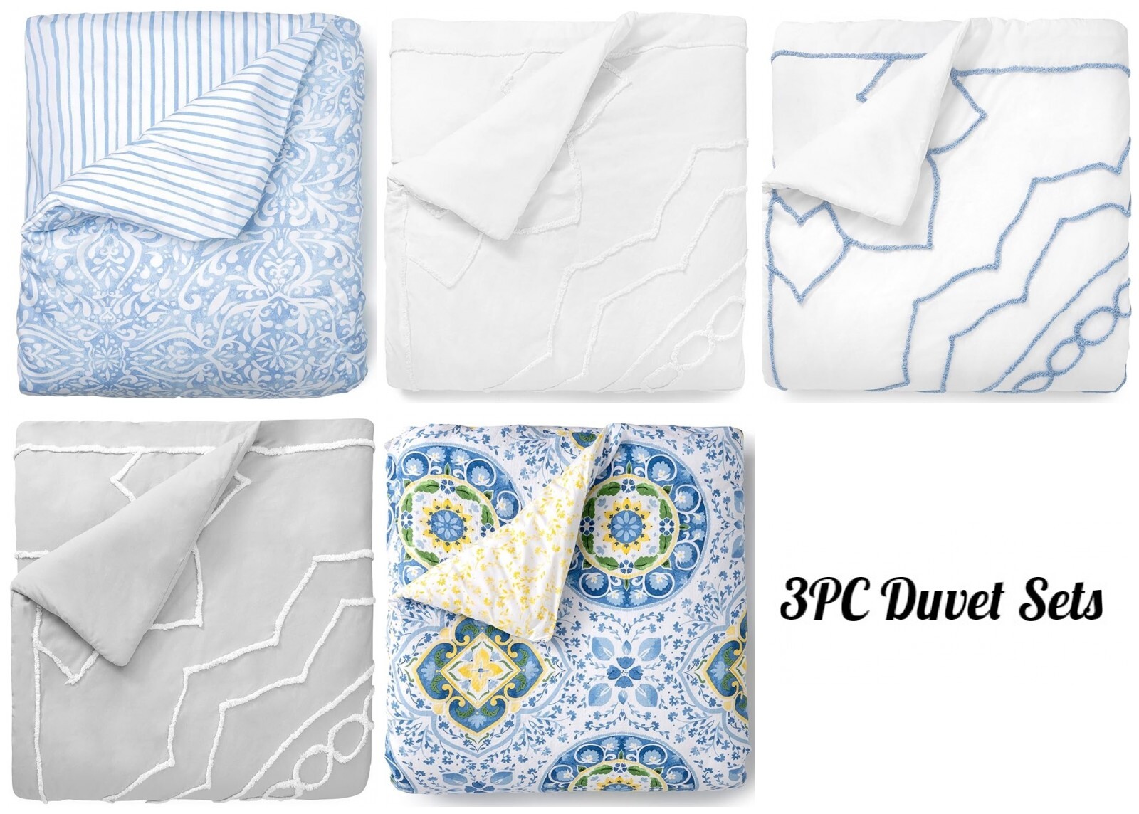 3 Pc Duvet Cover Set by Martha Stewart 100% Cotton Luxurious Comforter Cover